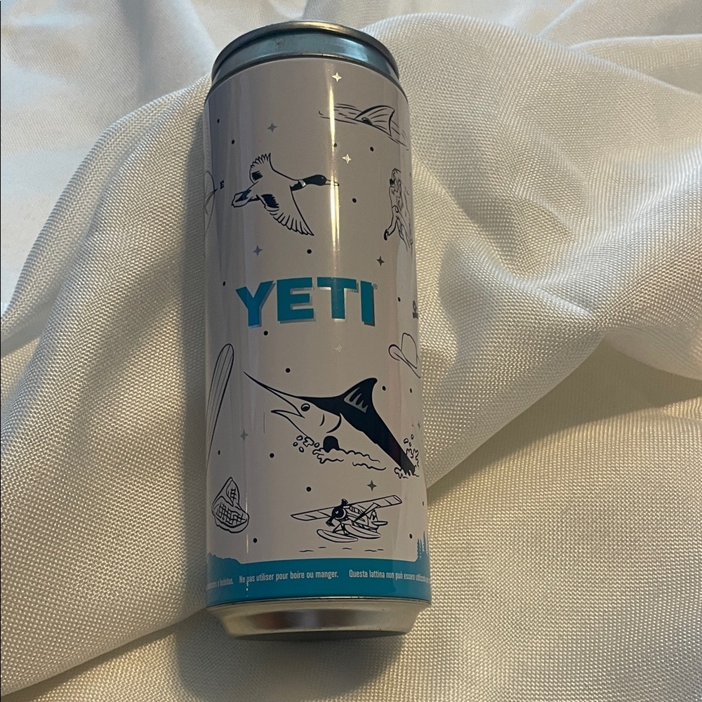 YETI Silver and Blue STORAGE  Fish Can